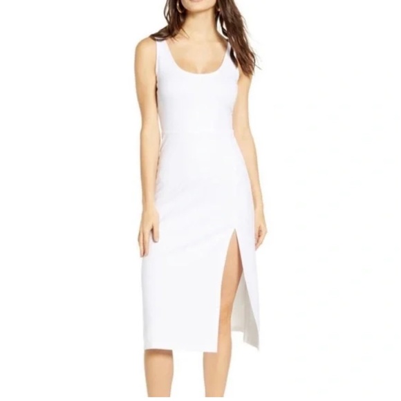 Nordstrom Leith white midi dress NEW - Picture 1 of 2